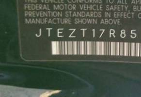 VIN prefix JTEZT17R8580