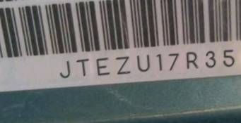 VIN prefix JTEZU17R3500