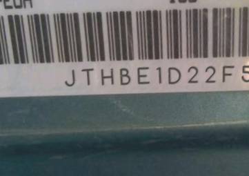 VIN prefix JTHBE1D22F50