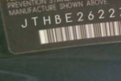 VIN prefix JTHBE2622720