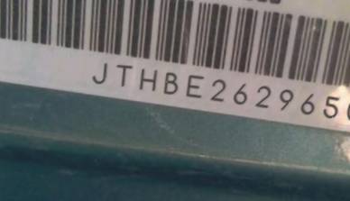 VIN prefix JTHBE2629650