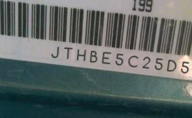 VIN prefix JTHBE5C25D50