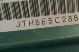 VIN prefix JTHBE5C28B50