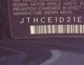 VIN prefix JTHCE1D21E50