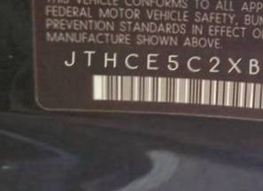 VIN prefix JTHCE5C2XB50