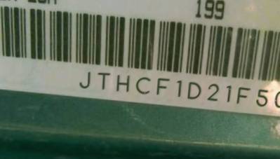 VIN prefix JTHCF1D21F50