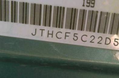 VIN prefix JTHCF5C22D50