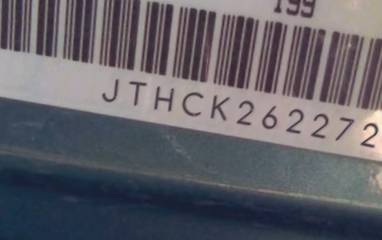 VIN prefix JTHCK2622720