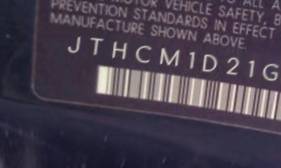 VIN prefix JTHCM1D21G50