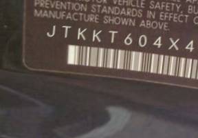 VIN prefix JTKKT604X400