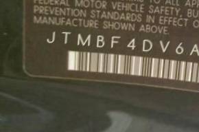 VIN prefix JTMBF4DV6AD0