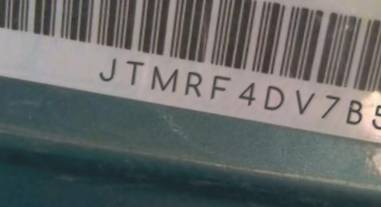 VIN prefix JTMRF4DV7B50