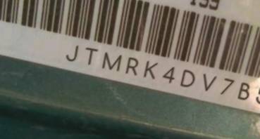 VIN prefix JTMRK4DV7B51