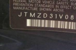 VIN prefix JTMZD31V0851