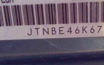 VIN prefix JTNBE46K6731