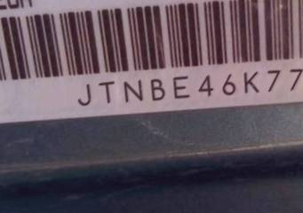 VIN prefix JTNBE46K7731
