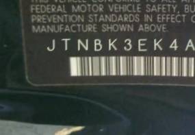 VIN prefix JTNBK3EK4A30