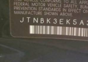 VIN prefix JTNBK3EK5A30