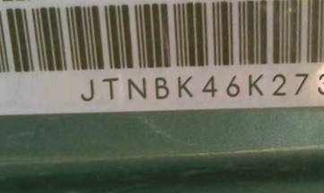VIN prefix JTNBK46K2730