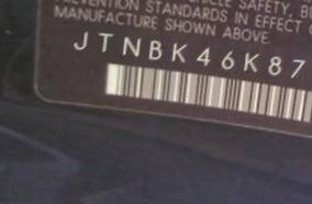 VIN prefix JTNBK46K8730