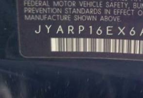 VIN prefix JYARP16EX6A0