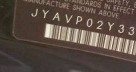 VIN prefix JYAVP02Y33A0