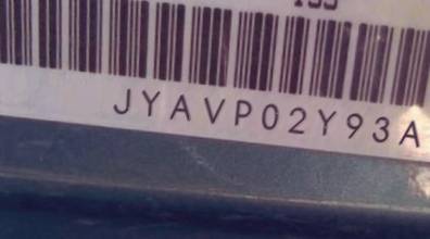 VIN prefix JYAVP02Y93A0