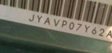 VIN prefix JYAVP07Y62A0