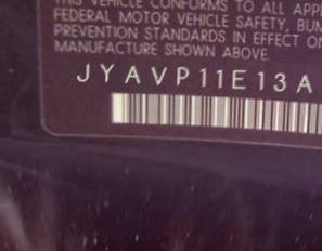 VIN prefix JYAVP11E13A0