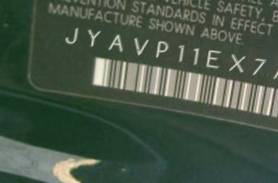 VIN prefix JYAVP11EX7A0
