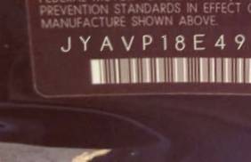 VIN prefix JYAVP18E49A0