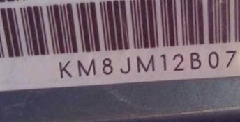 VIN prefix KM8JM12B07U4