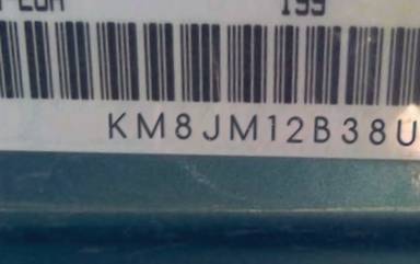 VIN prefix KM8JM12B38U8