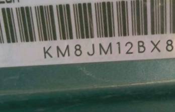VIN prefix KM8JM12BX8U9