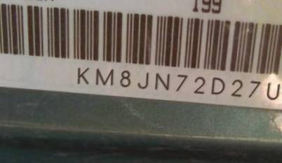VIN prefix KM8JN72D27U6