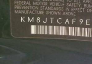 VIN prefix KM8JTCAF9EU8