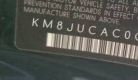 VIN prefix KM8JUCAC0CU5