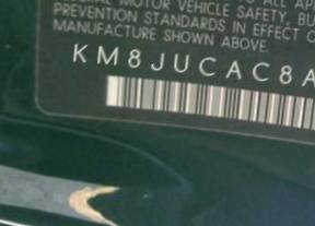 VIN prefix KM8JUCAC8AU0
