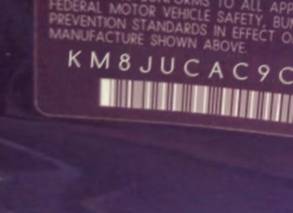 VIN prefix KM8JUCAC9CU4