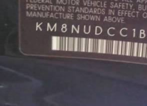 VIN prefix KM8NUDCC1BU1