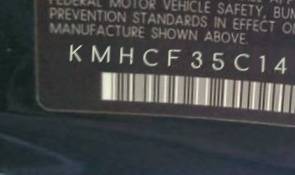 VIN prefix KMHCF35C14U3