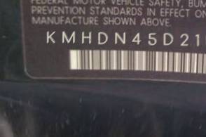 VIN prefix KMHDN45D21U0