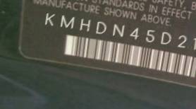 VIN prefix KMHDN45D21U1