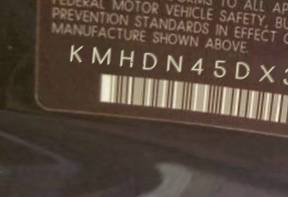 VIN prefix KMHDN45DX3U7