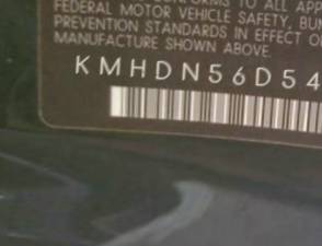 VIN prefix KMHDN56D54U1
