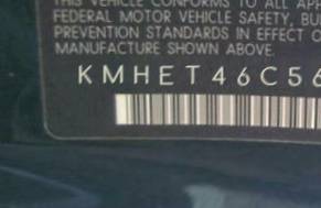 VIN prefix KMHET46C56A0