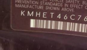 VIN prefix KMHET46C76A1