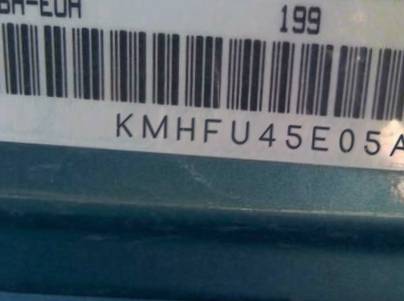 VIN prefix KMHFU45E05A3