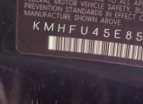 VIN prefix KMHFU45E85A3