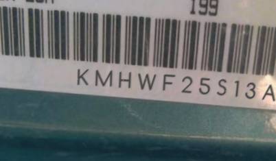 VIN prefix KMHWF25S13A8